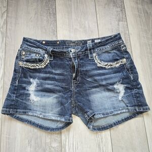 Miss Me Distressed Denim Jean Shorts